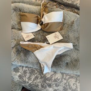 Reina  Olga White and gold Bikini Set. Gorgeous material